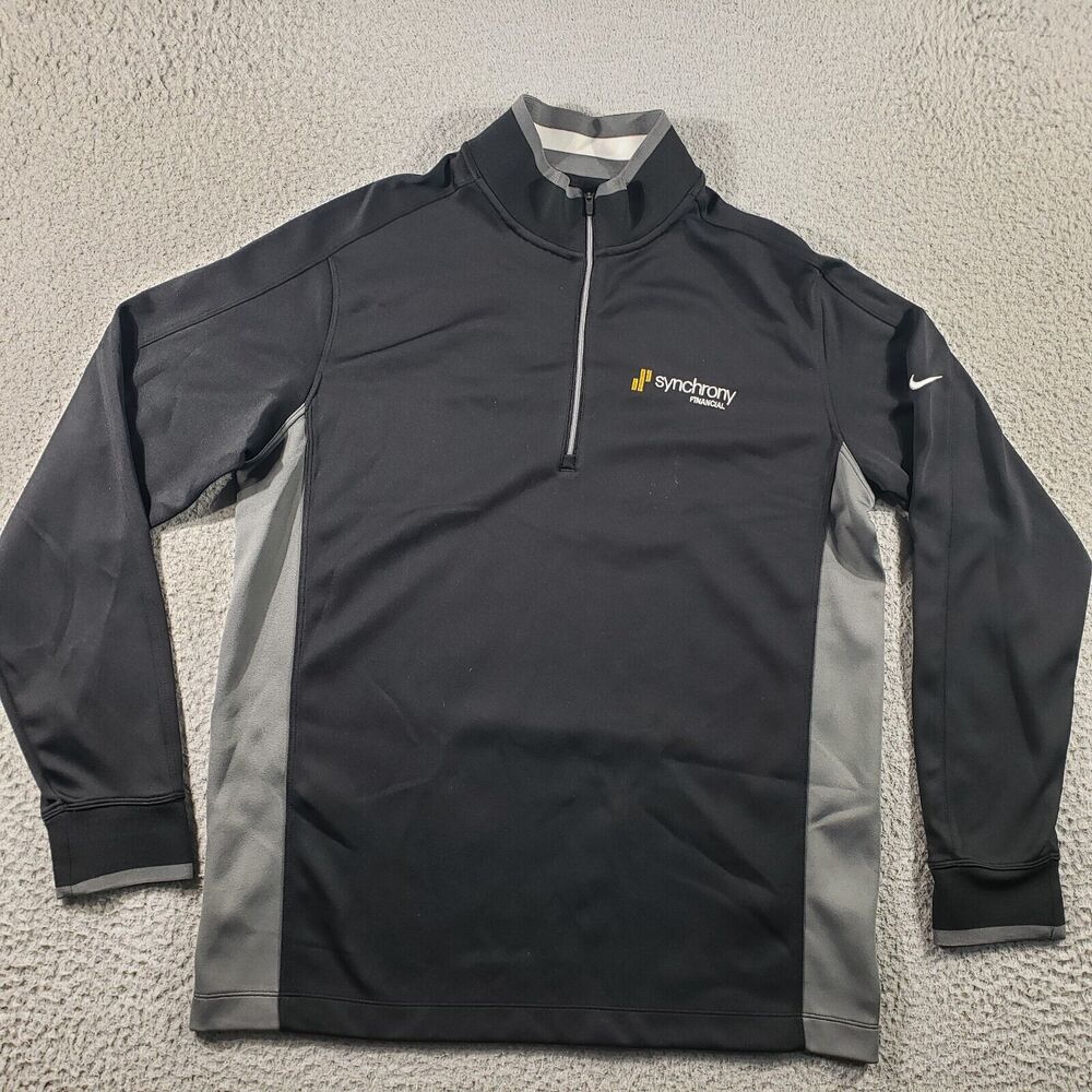 Nike Golf Sweatshirt Men's Medium Black Gray 1/4 Zip Pullover Dri-Fit Stretch